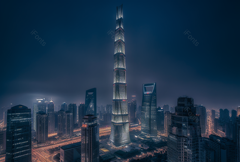 冷调夜景繁华都市建筑风景,高清,摄影图,摄影图片,图片大全,摄影图免费下载